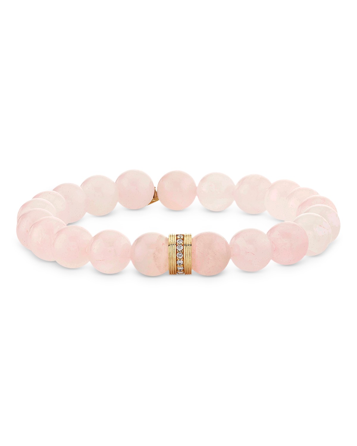 14K Yellow Gold Rose Quartz & Diamond Stretch Bracelet