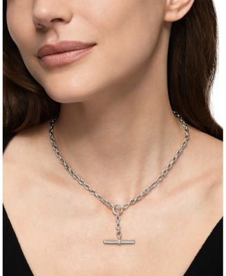 Mercer Petite Toggle Chain Necklace in Sterling Silver with Diamonds, 4.5mm