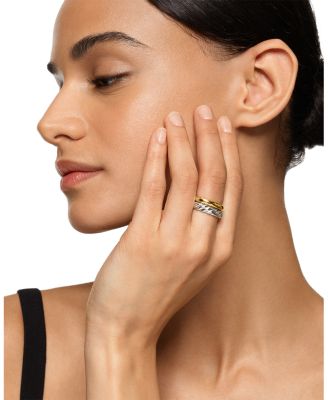 DY Mercer Two Row Ring in Sterling Silver with 18K Yellow Gold, 8mm