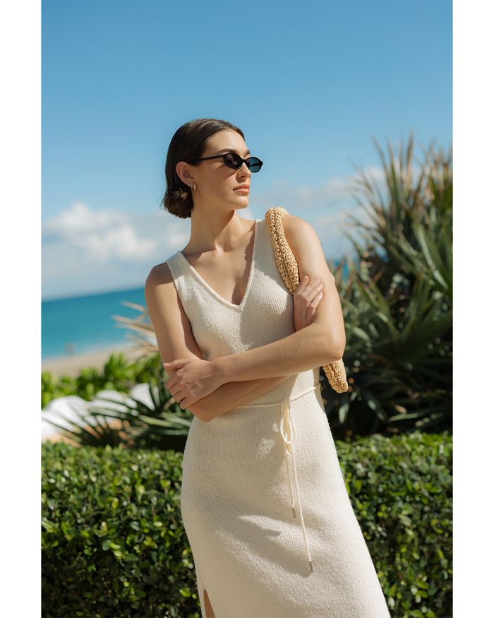 Terry Spun V Neck Midi Dress