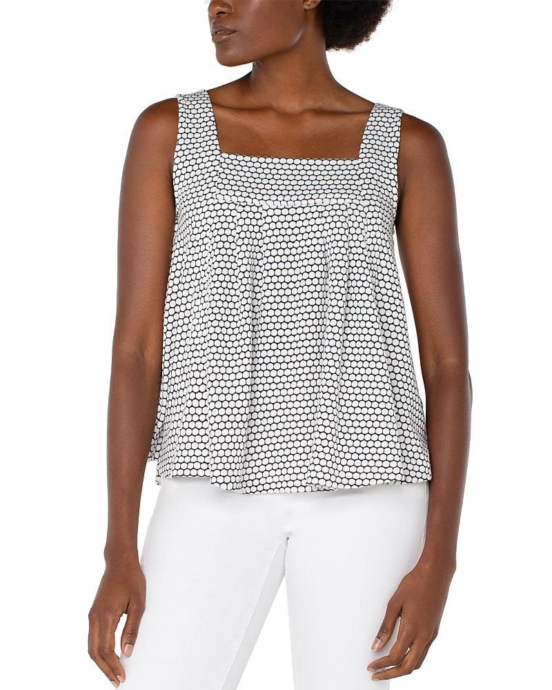 Liverpool Los Angeles Square Neck Sleeveless Jacquard Top In Black/ White Geo