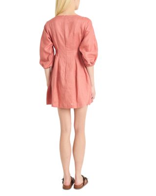 Linen Long Sleeve Mini Dress