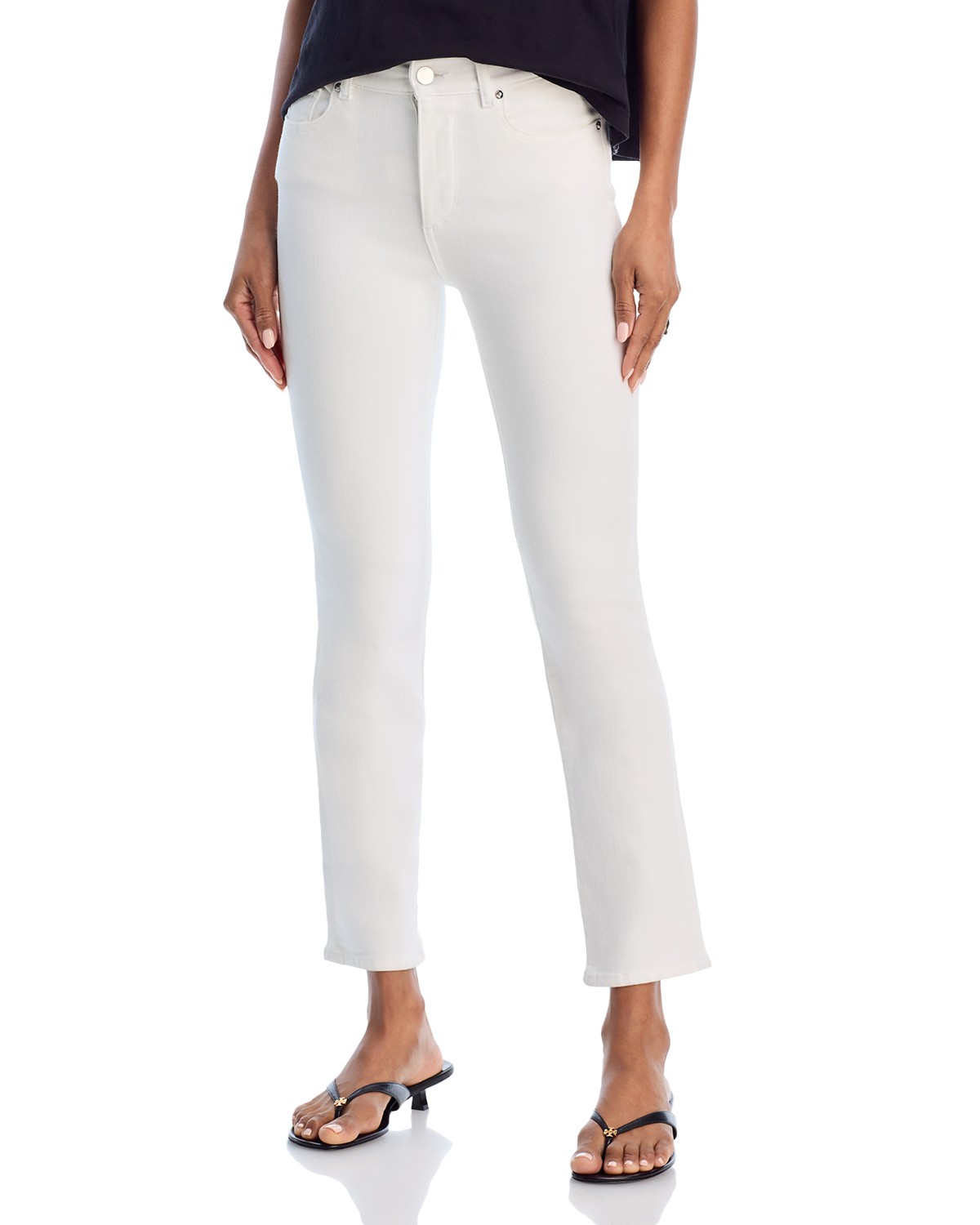 Mara Straight Mid Rise Instasculpt™ Ankle Jeans in White