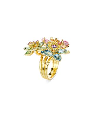 Idyllia Multicolor Crystal Flower Triple Row Ring