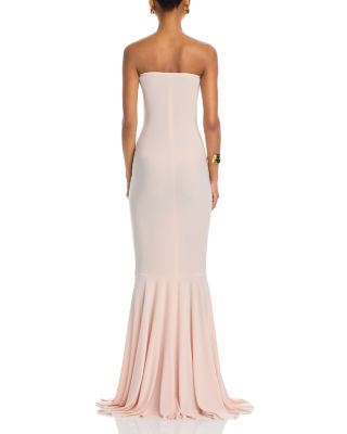 Strapless Shirred Front Fishtail Gown