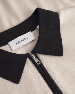 Raul Knit Colorblocked Zip Polo
