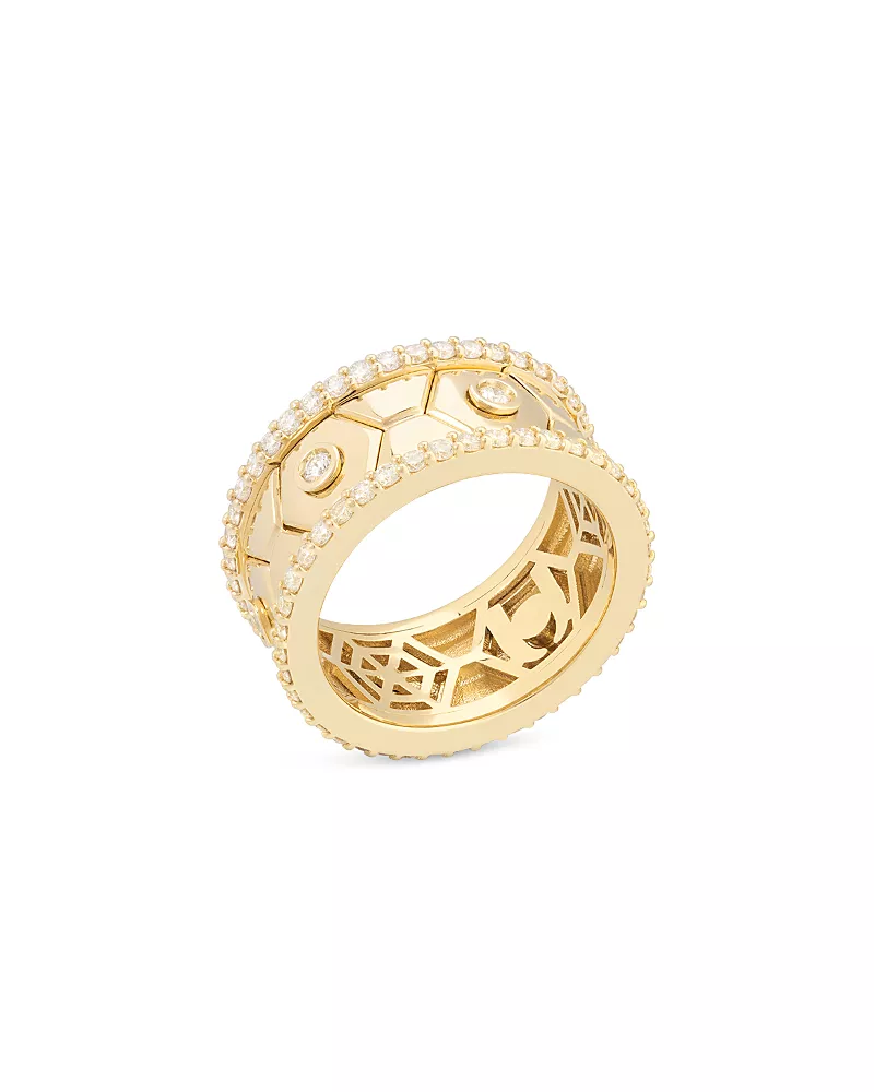 Miseno Jewelry 18K Yellow Gold Baia Diamond Hexagon Band