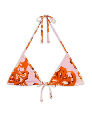 Leaf Print Back Tie Bikini Top
