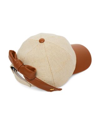 Faux Leather & Canvas Baseball Cap