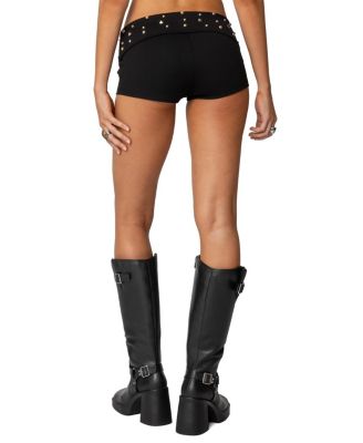 Studded Foldover Micro Shorts
