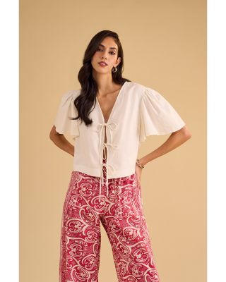 Short Sleeve Tie Front Top