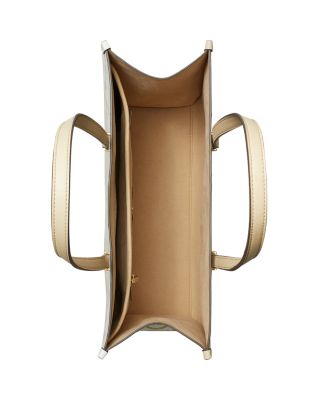 T Monogram Contrast Leather Tote