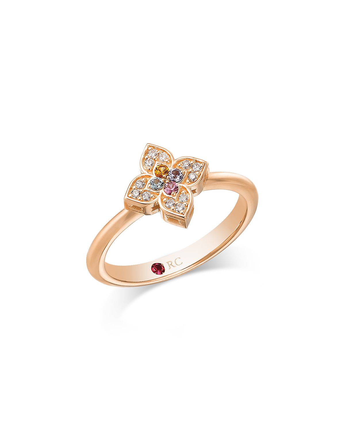 Roberto Coin 18K Rose Gold Venetian Princess Carnevale Multi Gemstone & Diamond Flower Ring