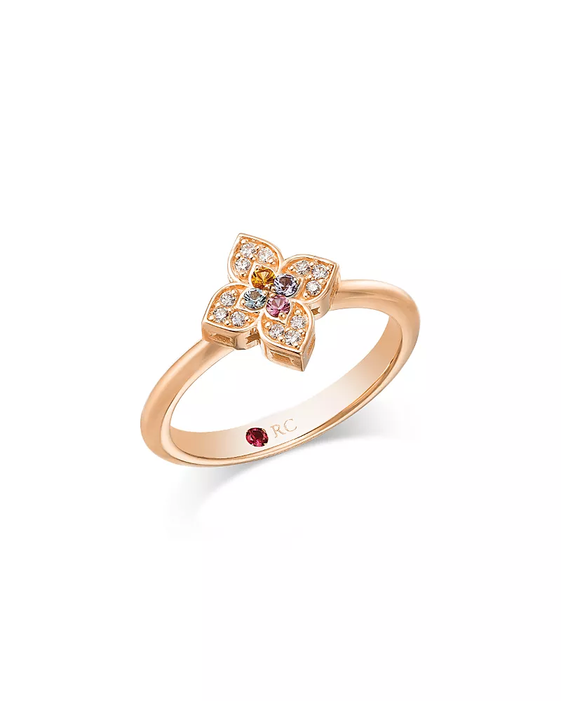 Roberto Coin 18K Rose Gold Venetian Princess Carnevale Multi Gemstone & Diamond Flower Ring