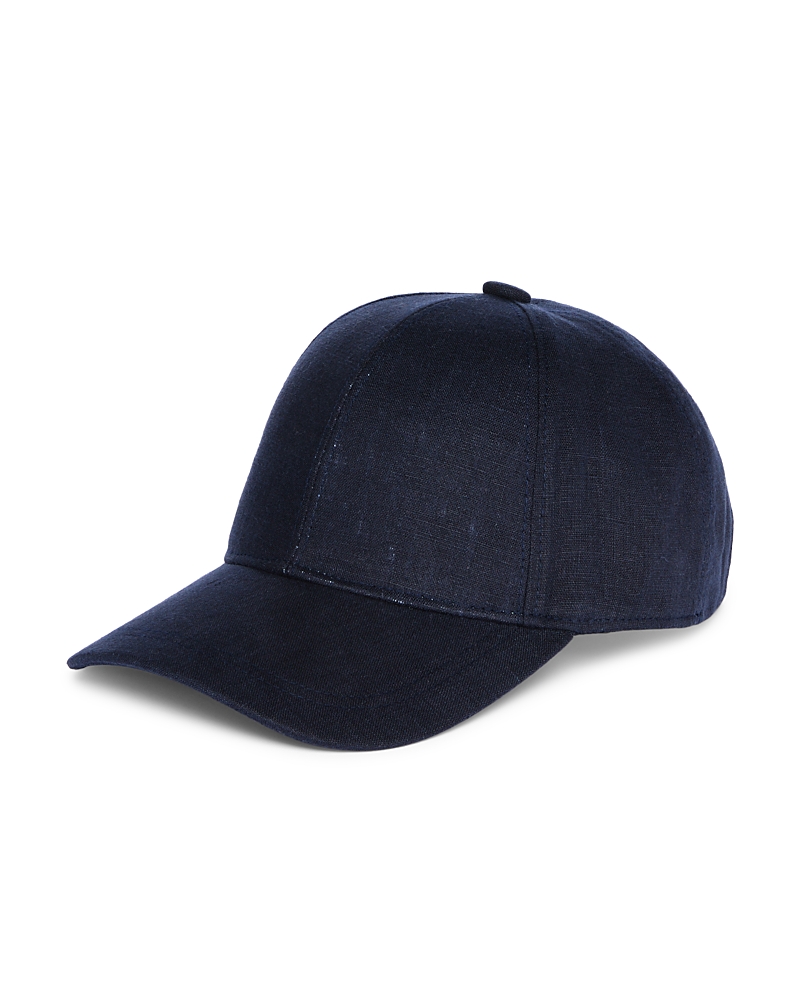 Shop Vince Linen Baseball Cap In Navy