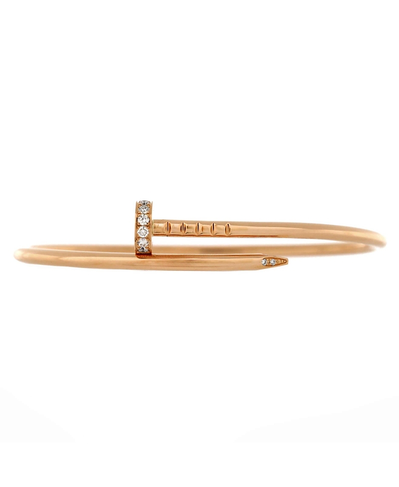 Pre-owned Pre-owned Cartier Cartier Small Juste Un Clou Bracelet 18k Rose Gold With Diamonds
