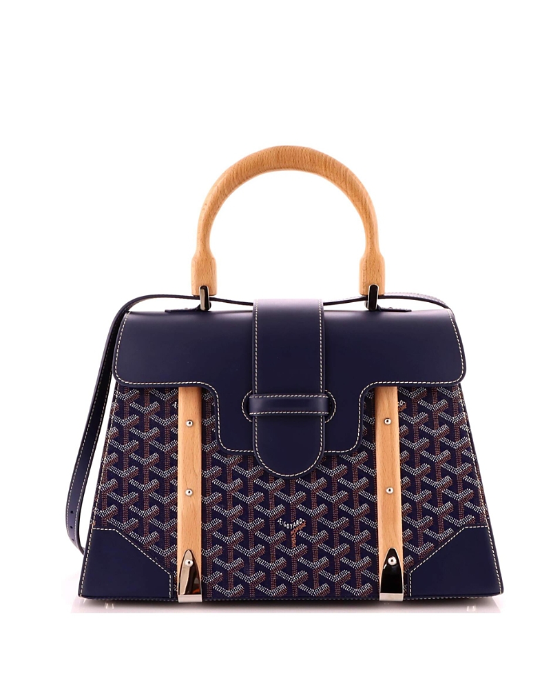 Pre-owned Pre-owned Goyard Goyard Mm Saigon Totes Bag Coated Canvas With Leather In Blue