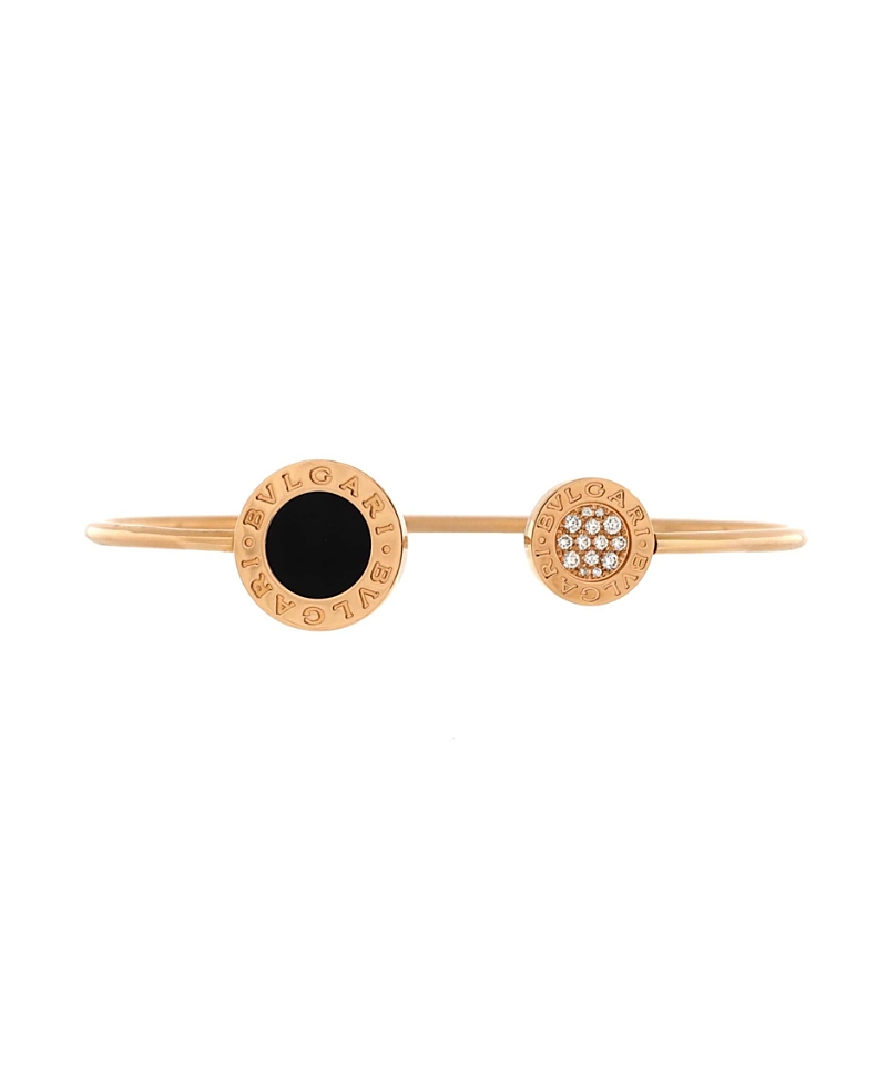 Pre-owned Pre-owned Bvlgari Bvlgari Bvlgari Bvlgari Cuff Bracelet 18k Rose Gold With Onyx And Diamonds