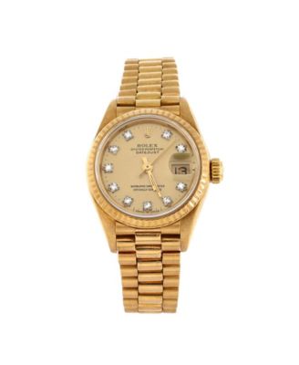 Pre-Owned Rolex - Oyster Perpetual President Datejust Automatic Watch in Gold with Diamond Markers 26mm