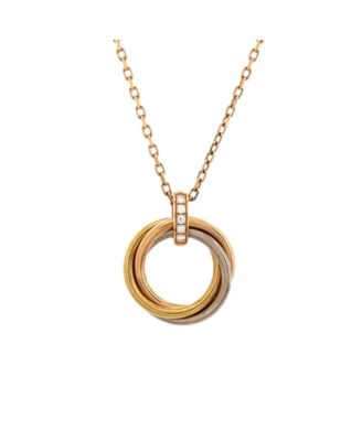  Trinity Pendant Necklace 18K Tricolor Gold and Diamonds
