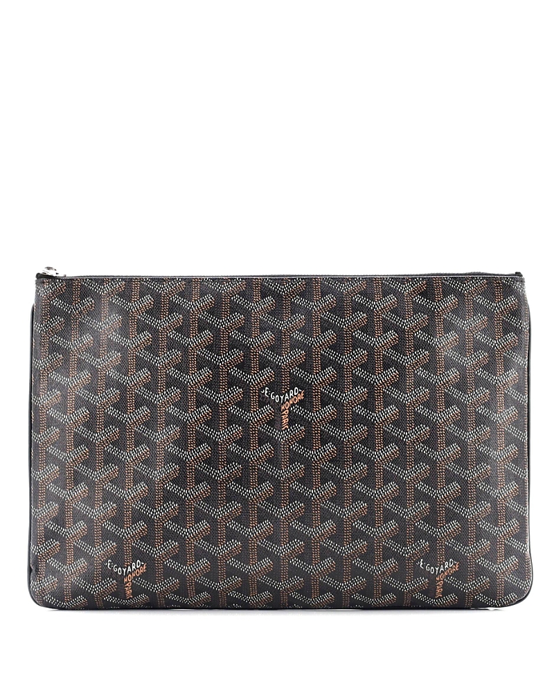Pre-owned Pre-owned Goyard Goyard Mm Senat Zip Pouch Coated Canvas In Black
