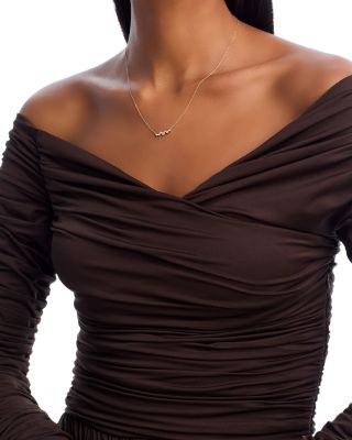 Diamond Bezel Scatter Bar Necklace in 14K Yellow Gold, 0.20 tcw