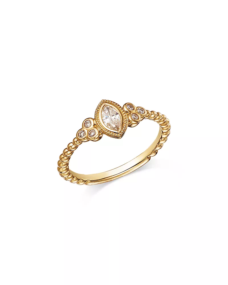 Bloomingdale's Fine Collection Diamond Marquise & Round Bezel Ring in 14K Yellow Gold, 0.26 tcw