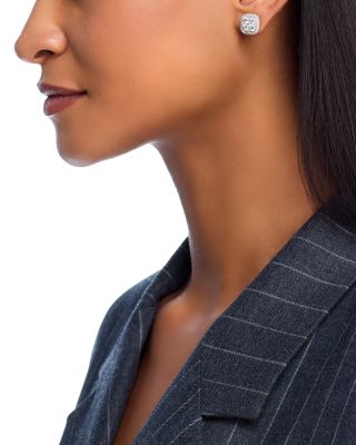 Diamond Halo Stud Earrings in 14K White Gold, 2.0 tcw