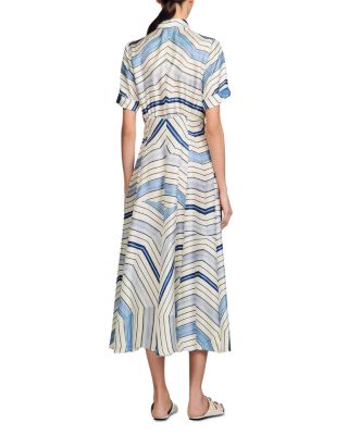 Spiral Motif Silk Midi Dress
