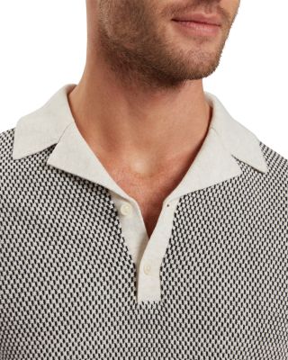 Men's Knit Polo Shirt with Spread Collar and Button Placket