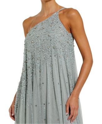 One Shoulder Embellished Trapeze A Line Gown