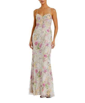 Mac Duggal - Floral Embellished Sleeveless Bustier Gown
