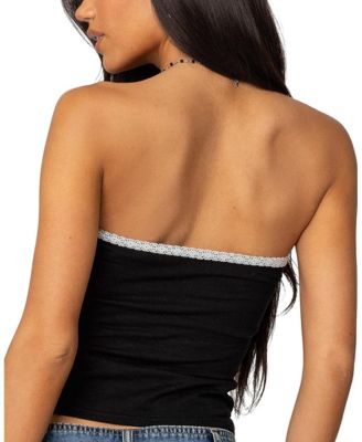 Enora Embroidered Rose Tube Top