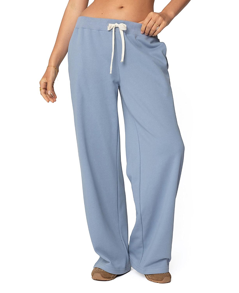 Edikted Straight Leg French Terry Sweatpants In Blue