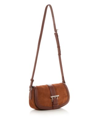 T-Bar Suede & Leather Satchel Shoulder Bag