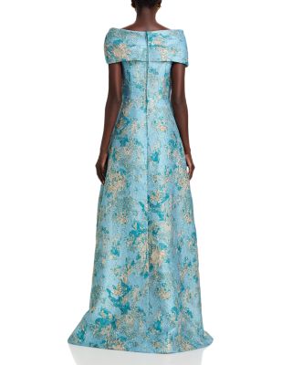 Metallic Jacquard Asymmetrical Gown