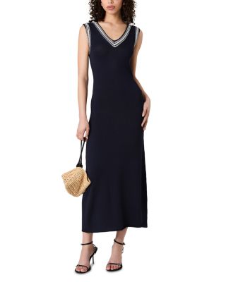 Sage Knitted Trim Dress