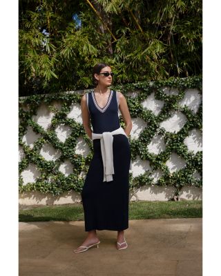 Sage Knitted Trim Dress