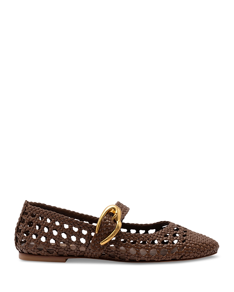 Larroude Verona Macrame Flats Burnt Umber In Burn