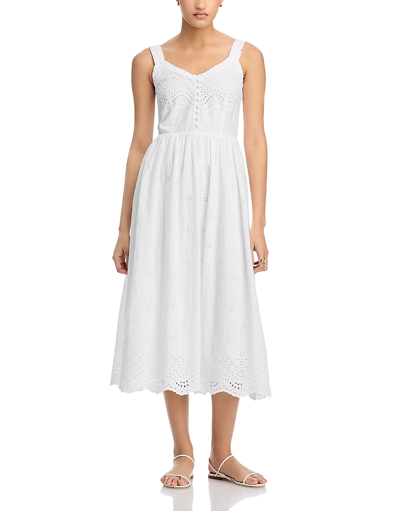 PAIGE RIESLING EYELET MIDI DRESS