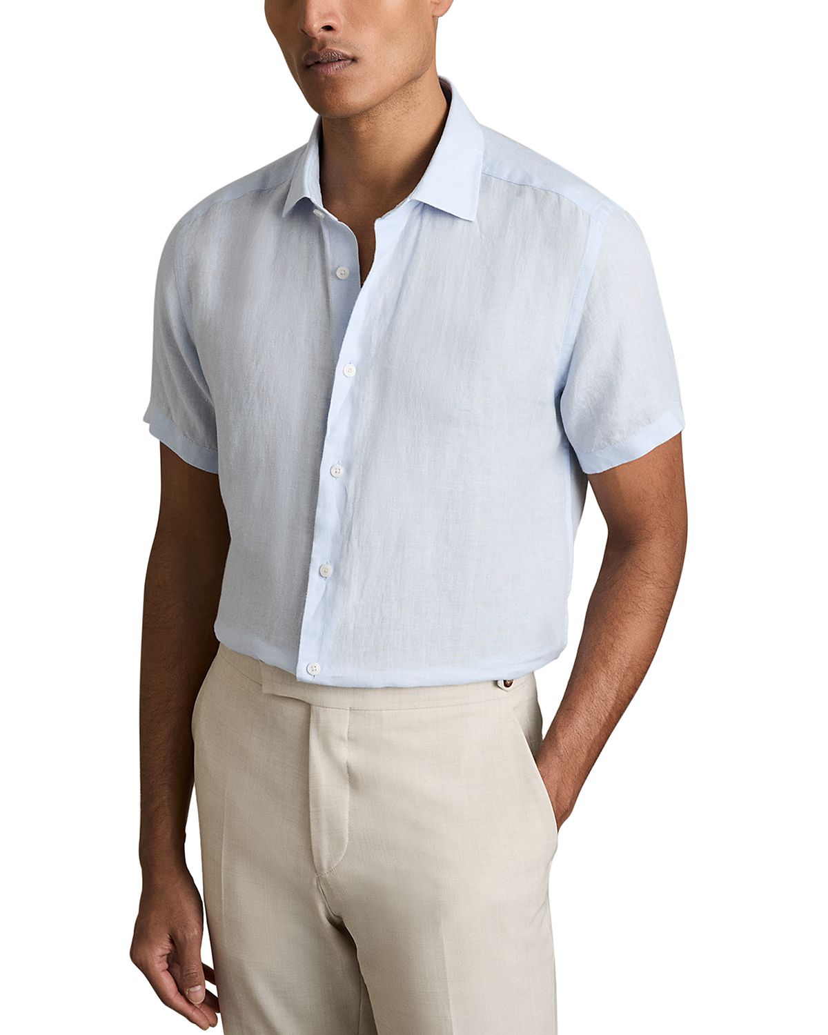 Reiss Holiday Slim Fit Short Sleeve Linen Shirt