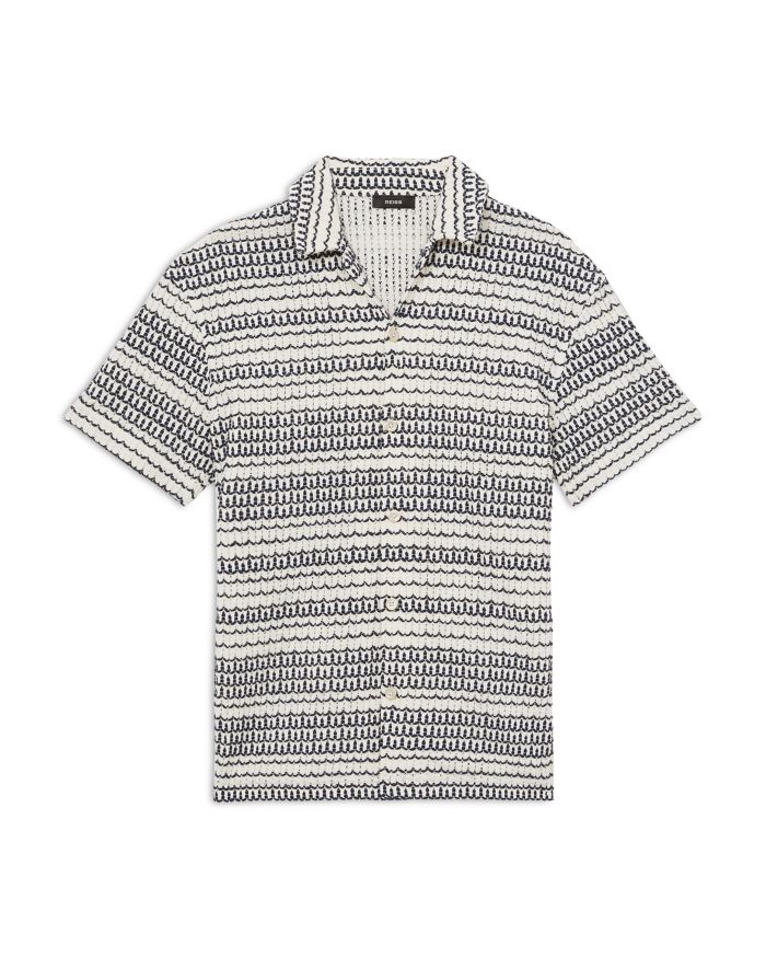 Chez Short Sleeve Embroidered Crochet Cuban Shirt