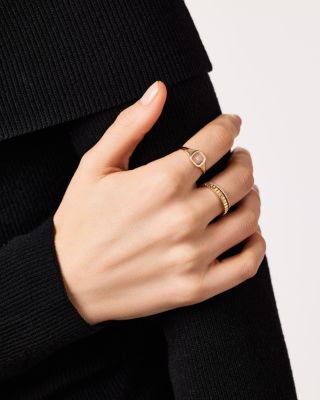  Solid Yellow Gold Floating Lab-Grown Diamond Signet Ring