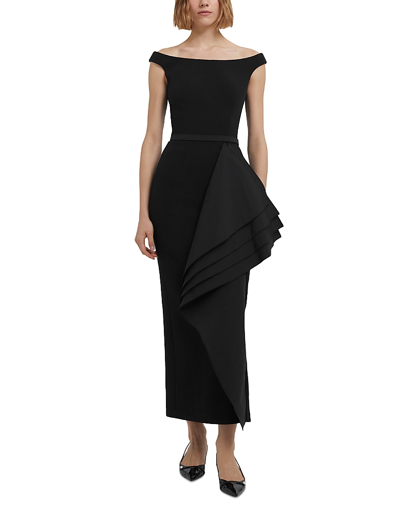 Safiyaa Bree Draped Midi Dress In Black