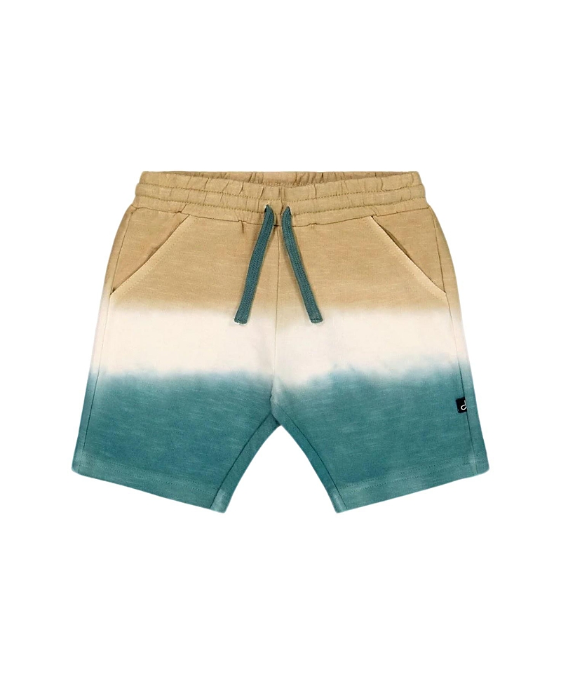 Deux Par Deux Boys' French Terry Short - Baby In Gradient Beige And Teal