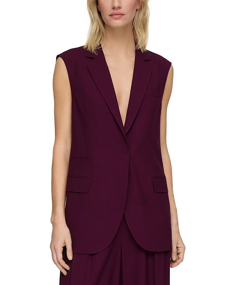 Lafayette 148 Neapolitan Pick Stitch Lightweight Wool Vest In Violet Ash