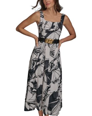 Floral Square Neck Midi Dress