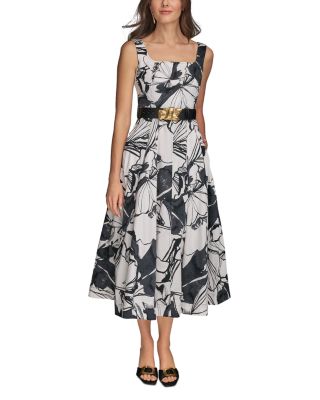 Floral Square Neck Midi Dress