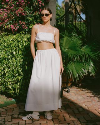FRENCH CONECTION Nomi Cotton Ruched Midi Skirt
