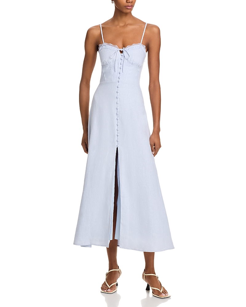 Loveshackfancy Linella Linen Sweetheart Fit And Flare Maxi Dress